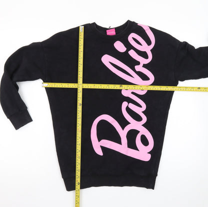 Barbie Girls Black Pink Logo Pullover Sweatshirt Size 10-11 Years