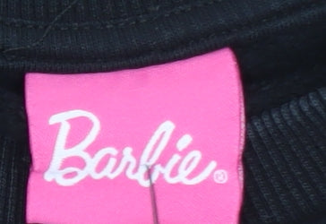 Barbie Girls Black Pink Logo Pullover Sweatshirt Size 10-11 Years