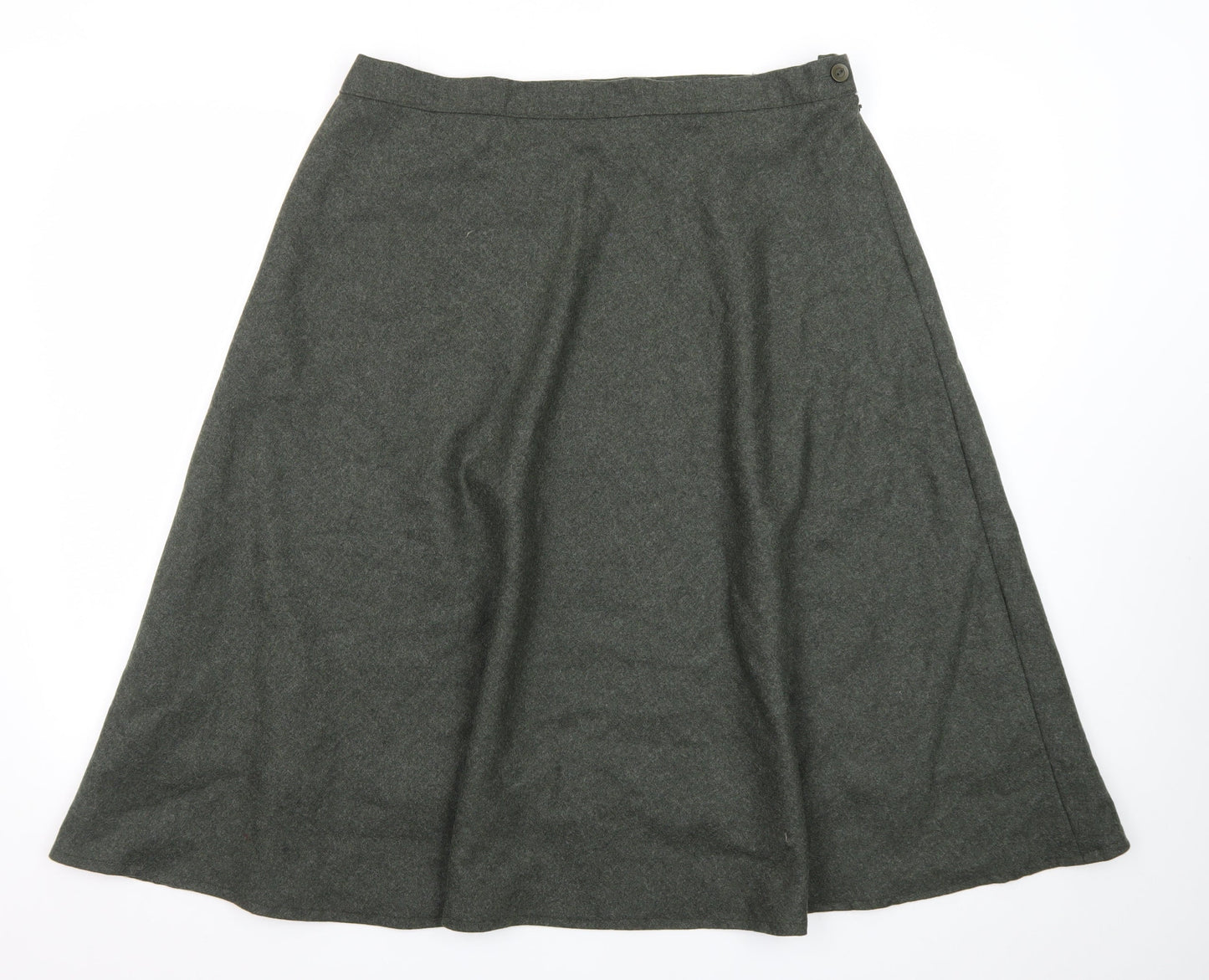 Country Collection Womens Green Wool A-Line Midi Skirt Size 18