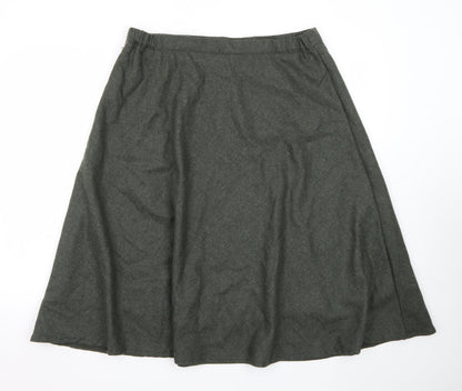 Country Collection Womens Green Wool A-Line Midi Skirt Size 18