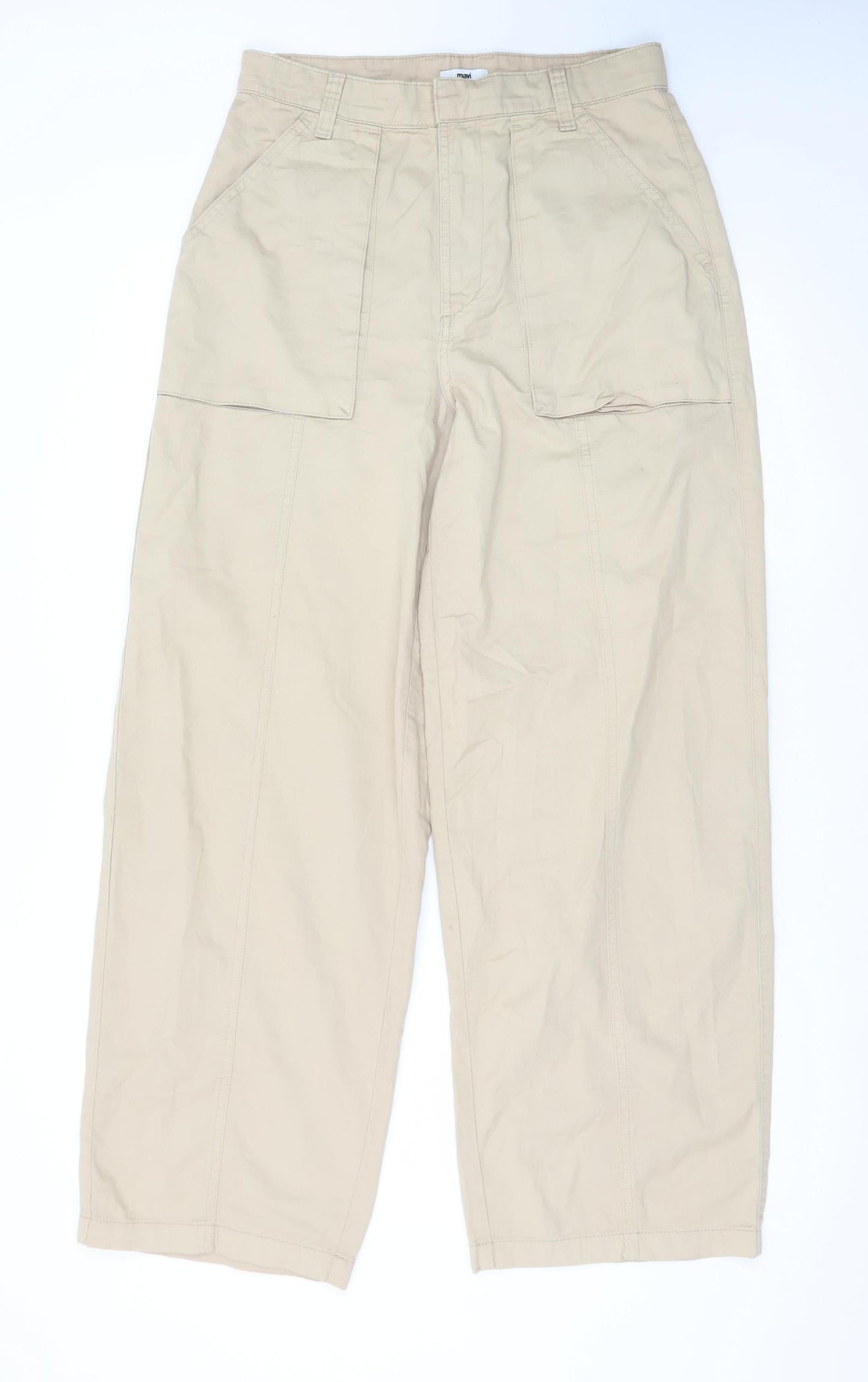 Mavi Women’s Beige Cargo Wide-Leg Cotton Trousers Size M