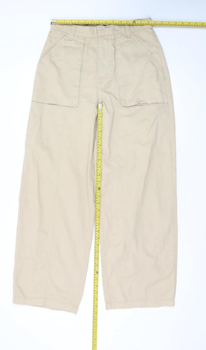 Mavi Women’s Beige Cargo Wide-Leg Cotton Trousers Size M