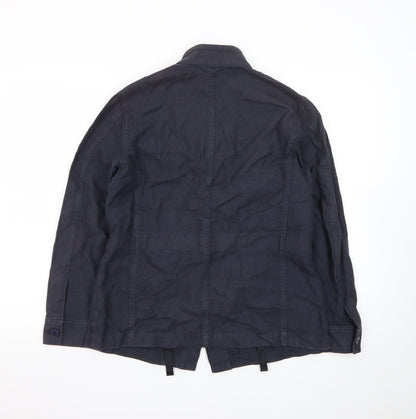 Hobbs Women Blue Linen Single-Breasted Blazer Jacket UK 10