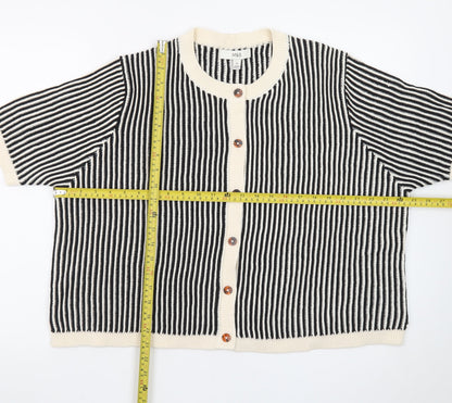 Marks and Spencer Women’s Black Striped Short Sleeve Cardigan XL