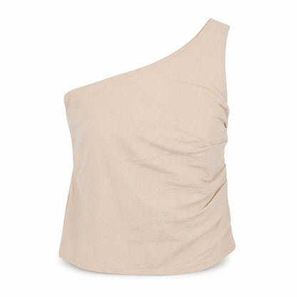 4th & Reckless Women’s Beige One Shoulder Camisole Blouse Size 12