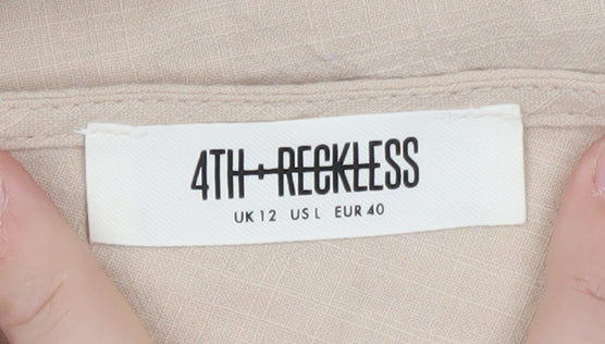 4th & Reckless Women’s Beige One Shoulder Camisole Blouse Size 12