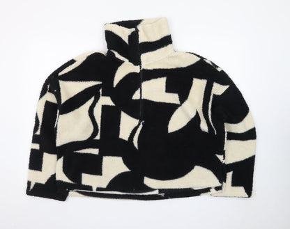 Monki Women's Black Beige Fleece Pullover Sweatshirt Medium
