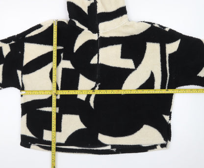 Monki Women's Black Beige Fleece Pullover Sweatshirt Medium