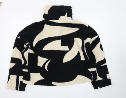 Monki Women's Black Beige Fleece Pullover Sweatshirt Medium