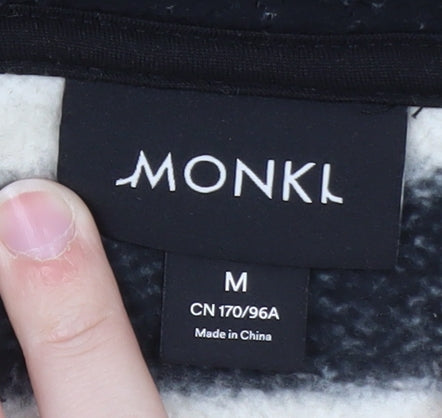 Monki Women's Black Beige Fleece Pullover Sweatshirt Medium