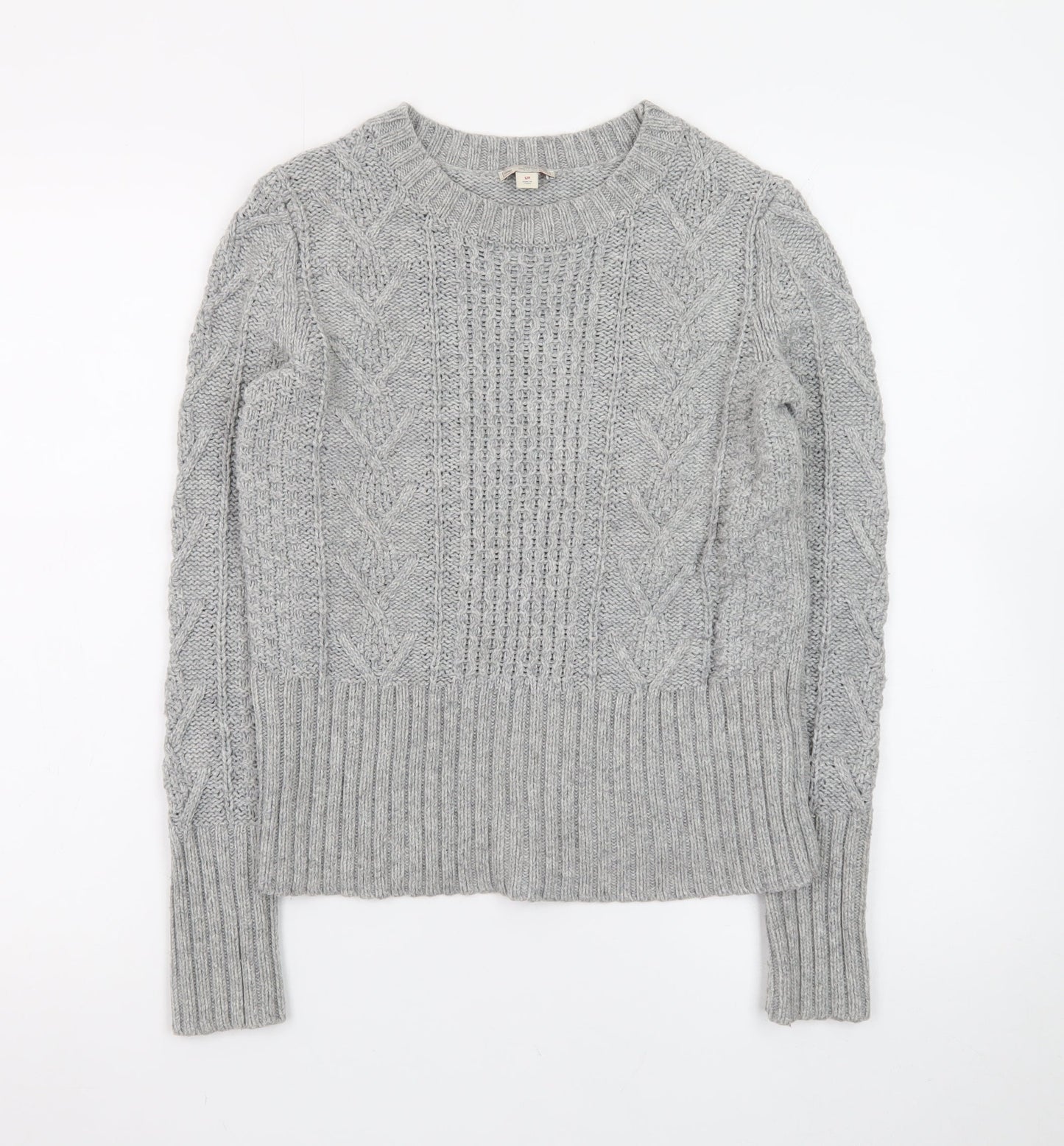 Gap Women Grey Cable-Knit Jumper S Classic Winter Knitwear