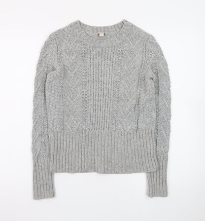 Gap Women Grey Cable-Knit Jumper S Classic Winter Knitwear