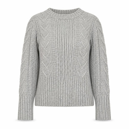 Gap Women Grey Cable-Knit Jumper S Classic Winter Knitwear