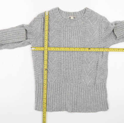 Gap Women Grey Cable-Knit Jumper S Classic Winter Knitwear
