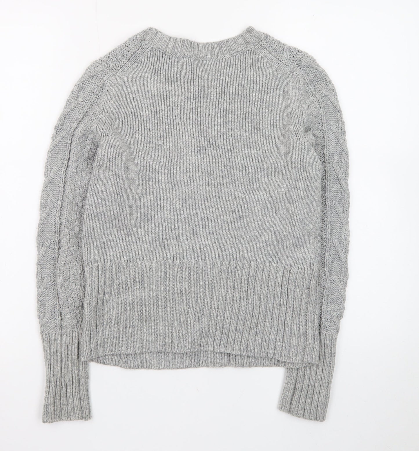 Gap Women Grey Cable-Knit Jumper S Classic Winter Knitwear