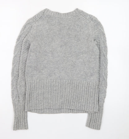 Gap Women Grey Cable-Knit Jumper S Classic Winter Knitwear