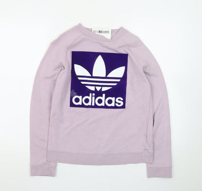 Adidas Womens Lilac Sweatshirt Size 10 Purple Trefoil Logo Pullover
