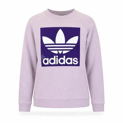 Adidas Womens Lilac Sweatshirt Size 10 Purple Trefoil Logo Pullover