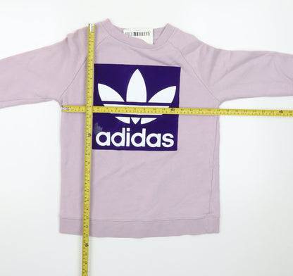 Adidas Womens Lilac Sweatshirt Size 10 Purple Trefoil Logo Pullover