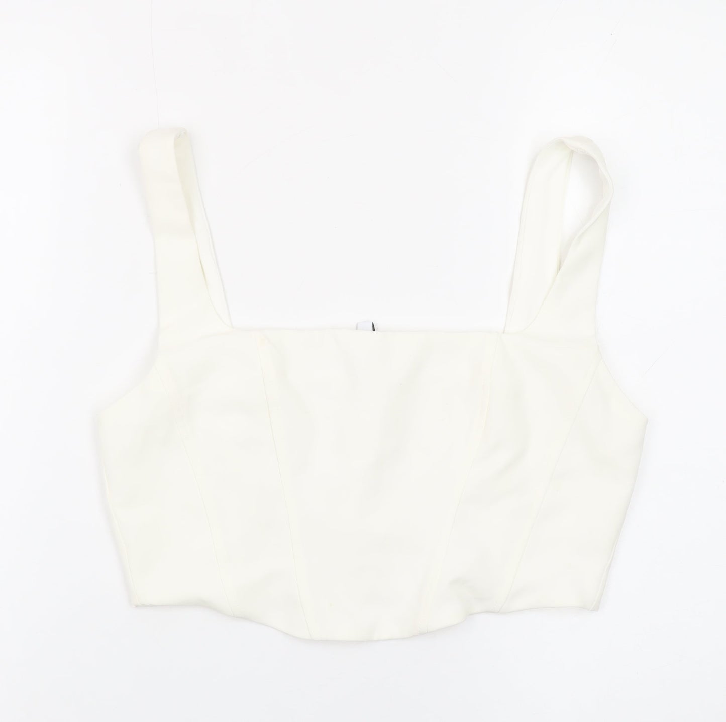 Stradivarius Women Ivory Camisole Tank Top Size 12 Slim Fit