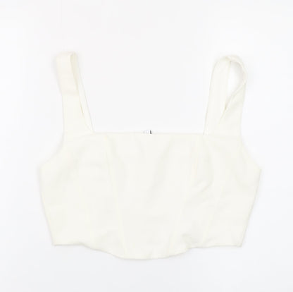 Stradivarius Women Ivory Camisole Tank Top Size 12 Slim Fit
