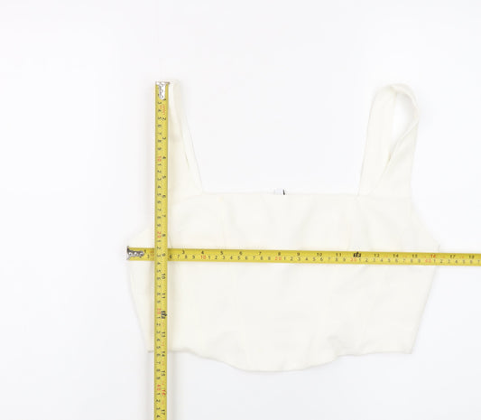 Stradivarius Women Ivory Camisole Tank Top Size 12 Slim Fit