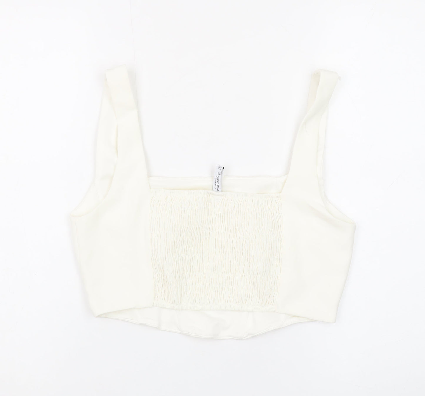 Stradivarius Women Ivory Camisole Tank Top Size 12 Slim Fit