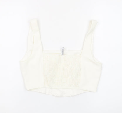 Stradivarius Women Ivory Camisole Tank Top Size 12 Slim Fit