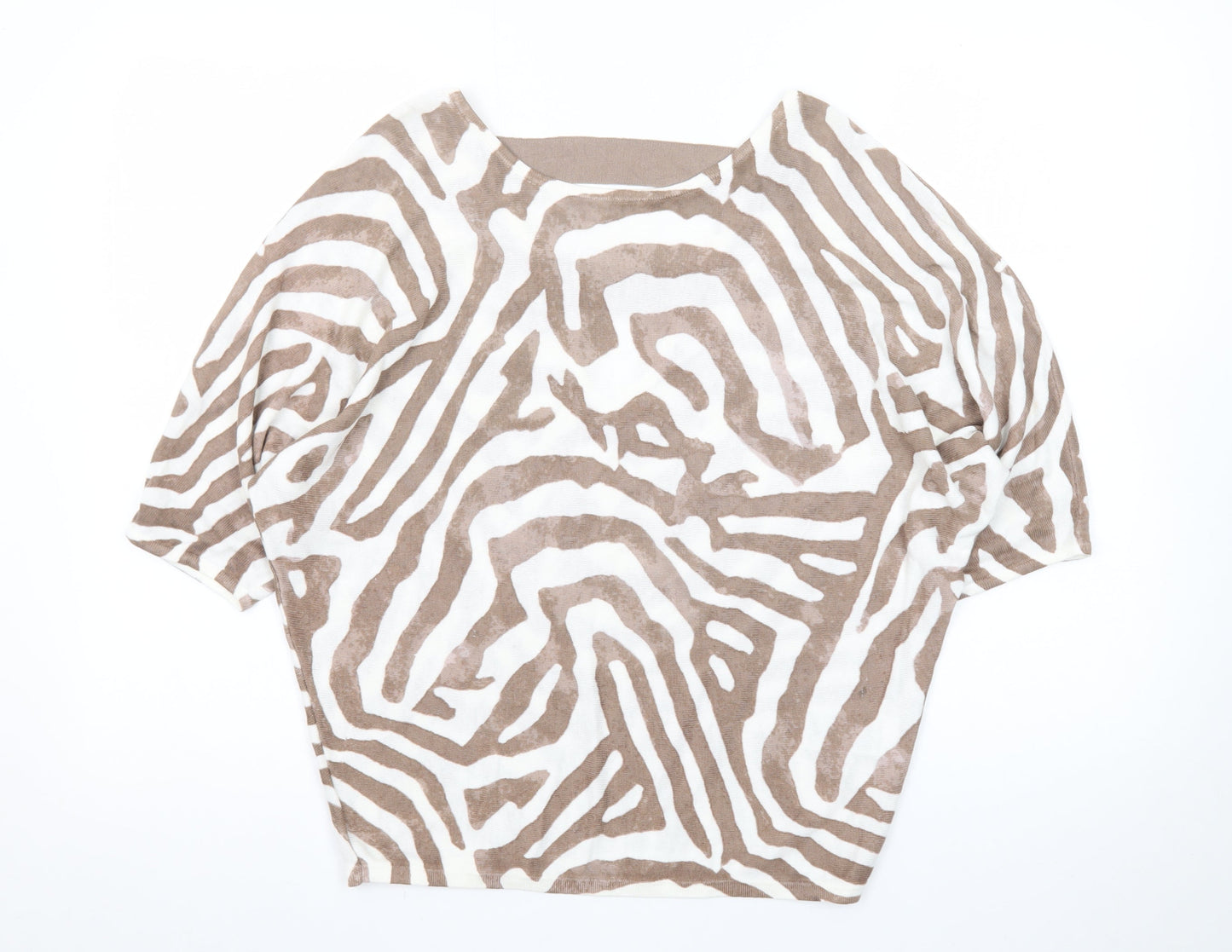 Phase Eight Women Beige Animal Print Linen Viscose Tunic Blouse XS