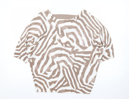 Phase Eight Women Beige Animal Print Linen Viscose Tunic Blouse XS