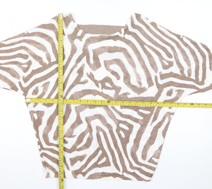Phase Eight Women Beige Animal Print Linen Viscose Tunic Blouse XS