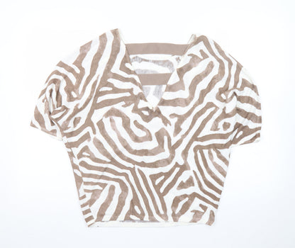 Phase Eight Women Beige Animal Print Linen Viscose Tunic Blouse XS