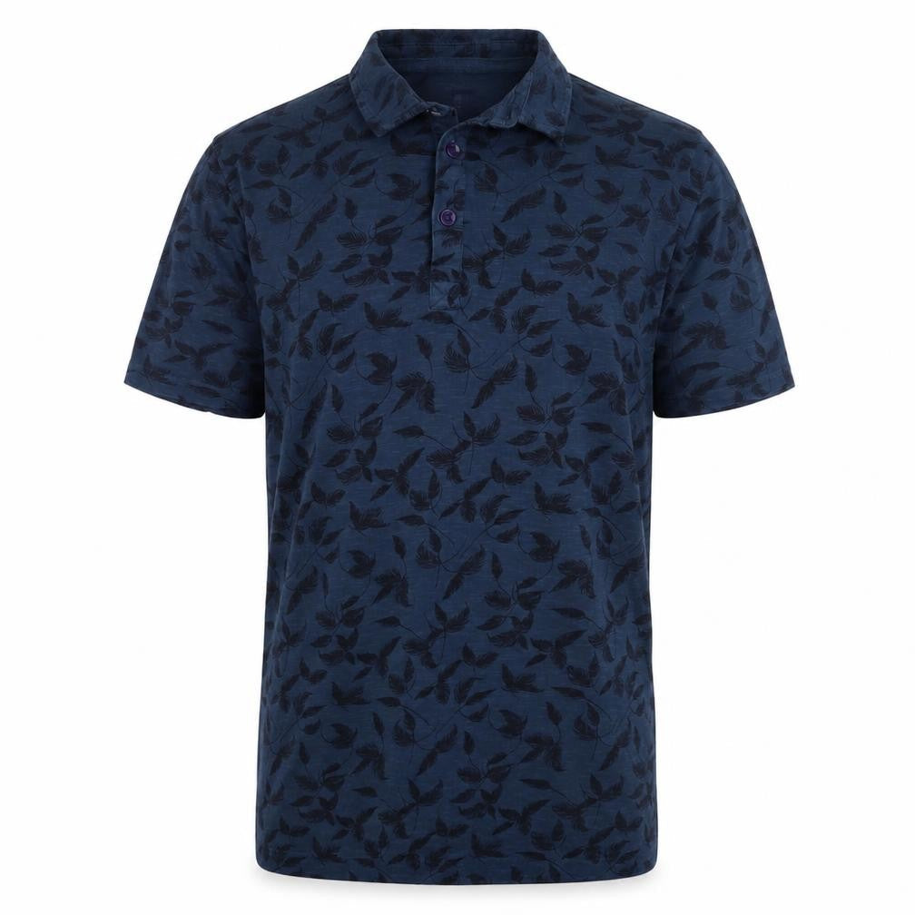 River Island Men's Blue Floral Print Polo Shirt XS