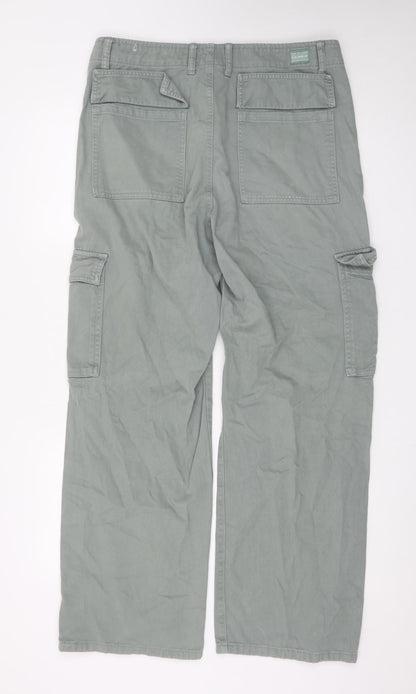 Pull&Bear Men’s Green Cargo Trousers Size M Regular Fit