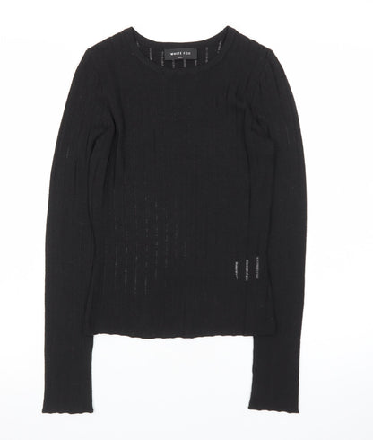 White Fox Women's Black XS Slim Fit Knit Long Sleeve Top