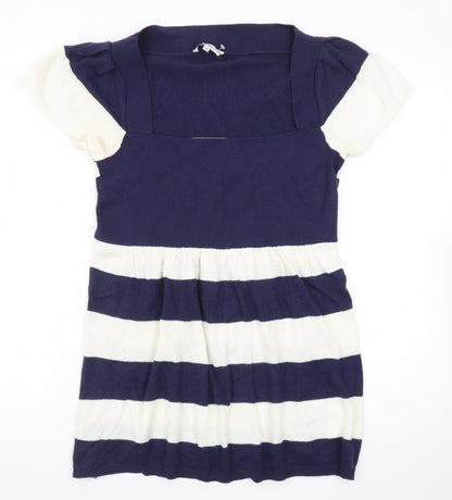 Store Twenty One Women Blue Striped Knit Skater Dress Size 14