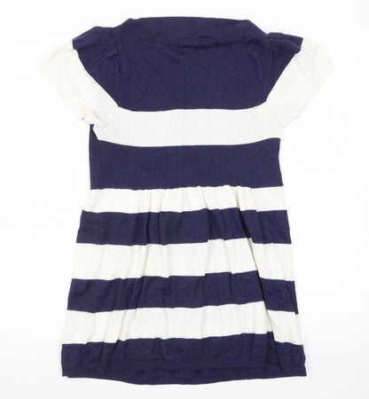 Store Twenty One Women Blue Striped Knit Skater Dress Size 14