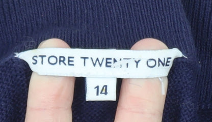 Store Twenty One Women Blue Striped Knit Skater Dress Size 14