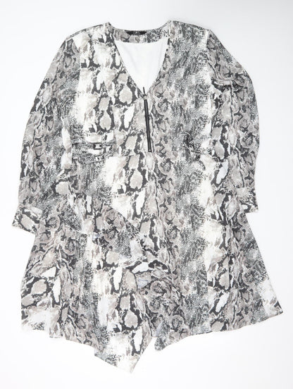 Star by Julien Macdonald Women’s Grey Snake Print Fit & Flare Dress Size 18