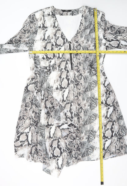 Star by Julien Macdonald Women’s Grey Snake Print Fit & Flare Dress Size 18