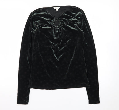 Monsoon Womens Black Velvet Long Sleeve Tunic Blouse Size S