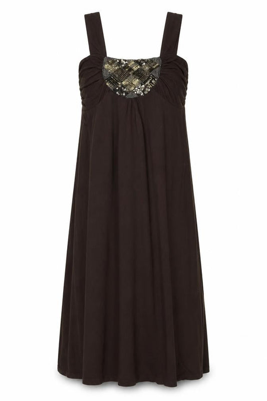 BHS Women’s Petite Brown Sequin A-Line Sleeveless Dress Size 10