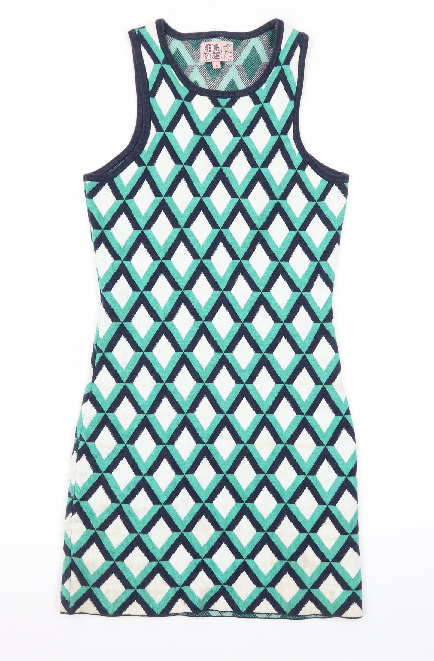 Neon Rose Womens Multicoloured Geometric Bodycon Dress Size 8
