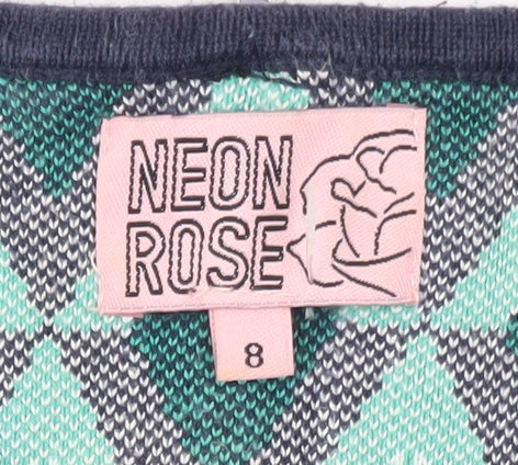 Neon Rose Womens Multicoloured Geometric Bodycon Dress Size 8