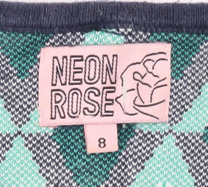 Neon Rose Womens Multicoloured Geometric Bodycon Dress Size 8