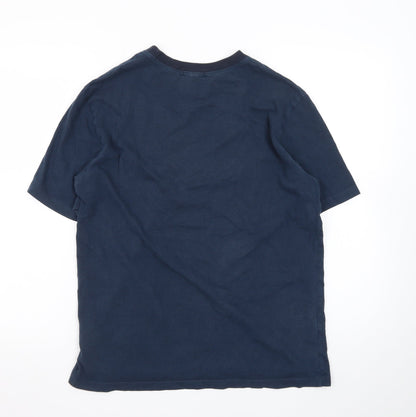Guess Men’s Blue Logo Crew Neck Cotton T-Shirt Size L Vintage