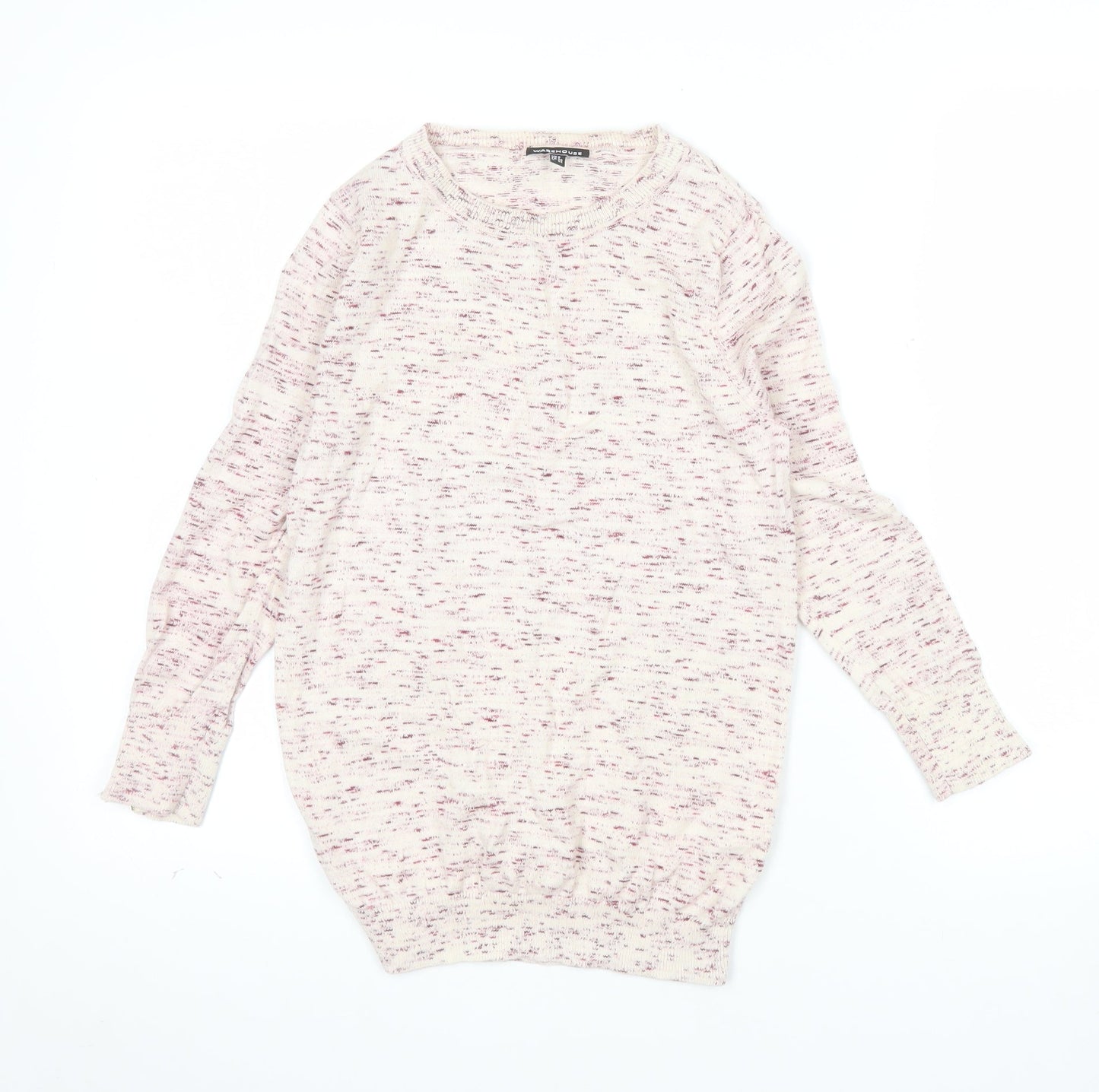 Warehouse Women Beige Cotton Knit Long Sleeve Pullover Jumper UK 8