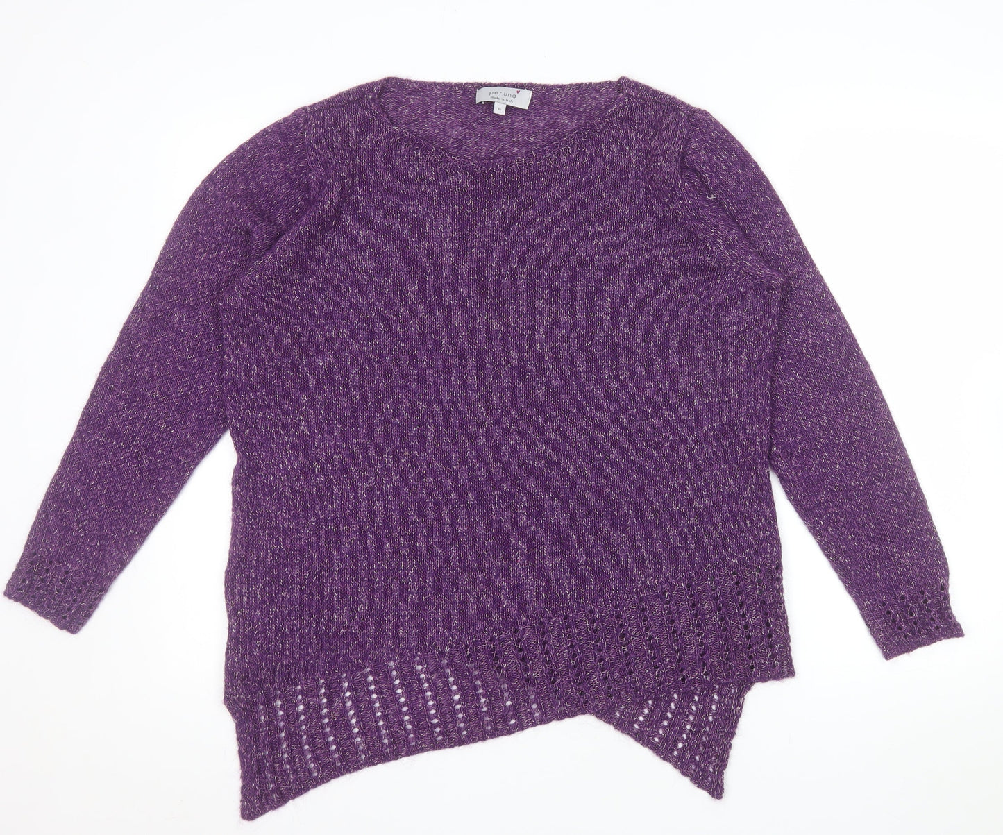 Marks and Spencer Per Una Women's Purple Knit Jumper Size 16