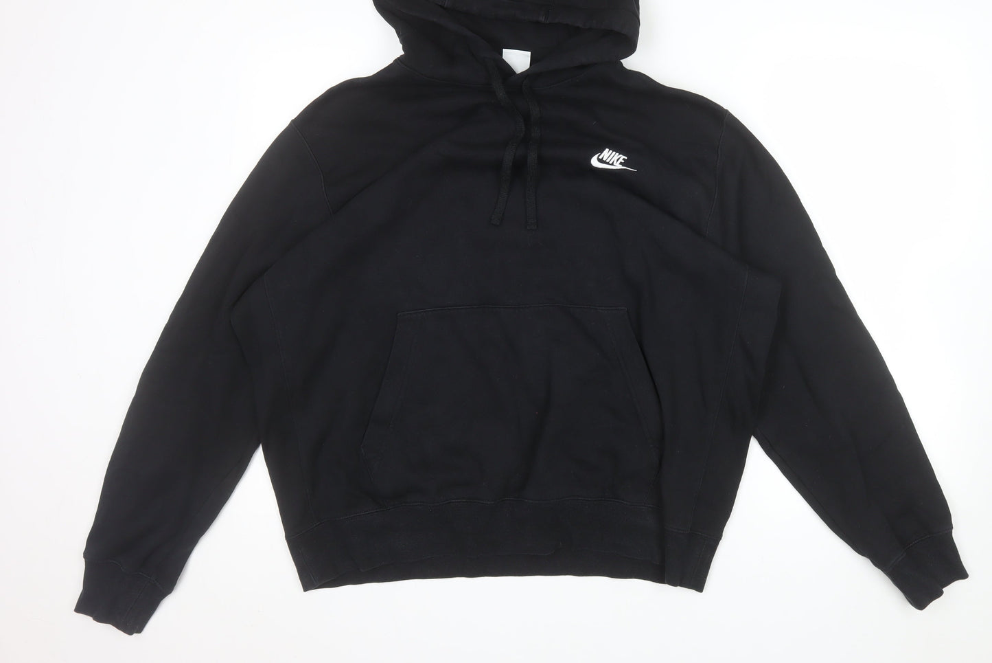 Nike Men's Black Pullover Hoodie L Fleece Logo Hooded Sweatshirt