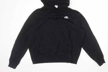 Nike Men's Black Pullover Hoodie L Fleece Logo Hooded Sweatshirt